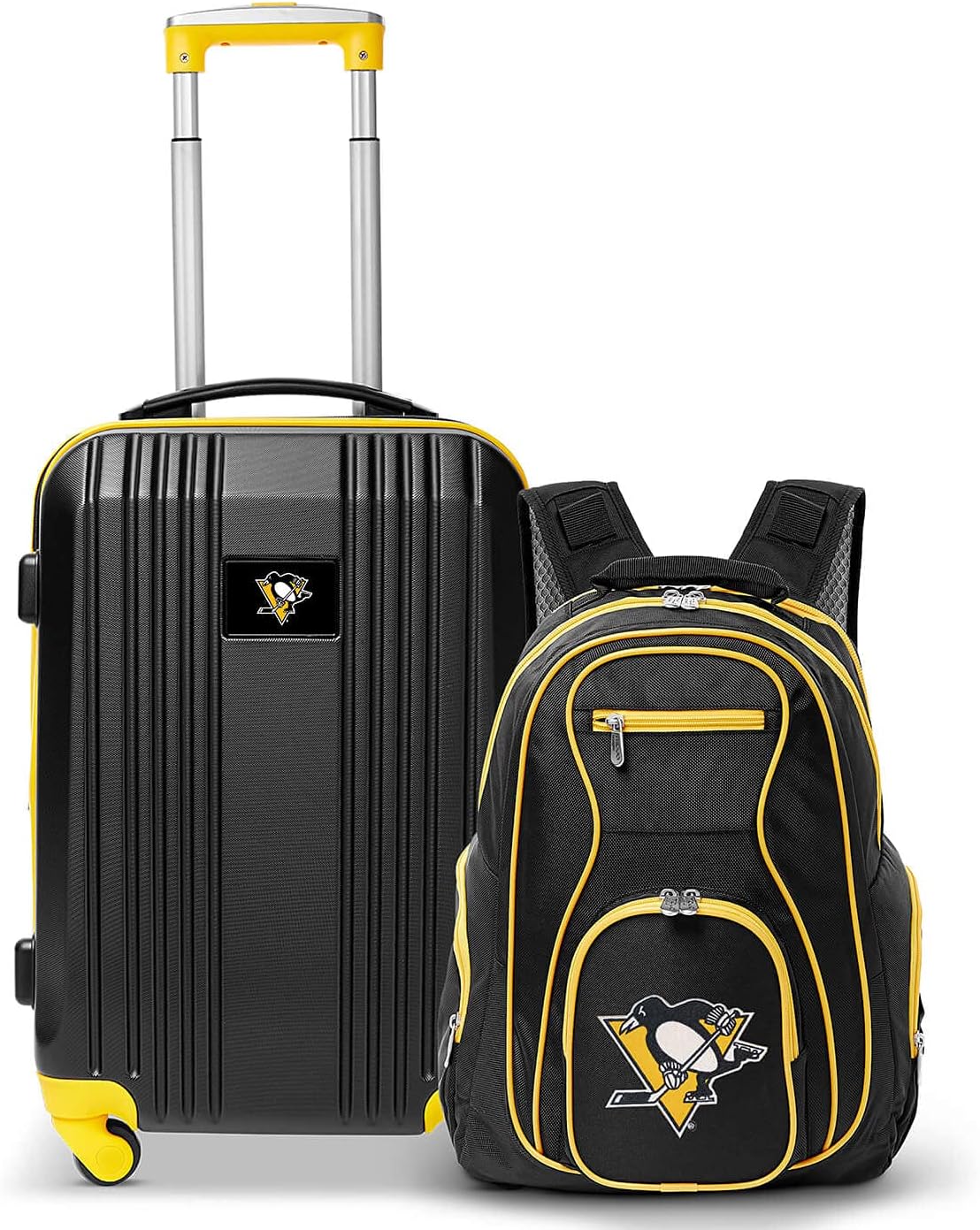 Denco Pittsburgh Penguins 2-Piece Luggage Set, Includes 21-inch Two-Tone Hardcase Spinner and 19" Laptop Backpack