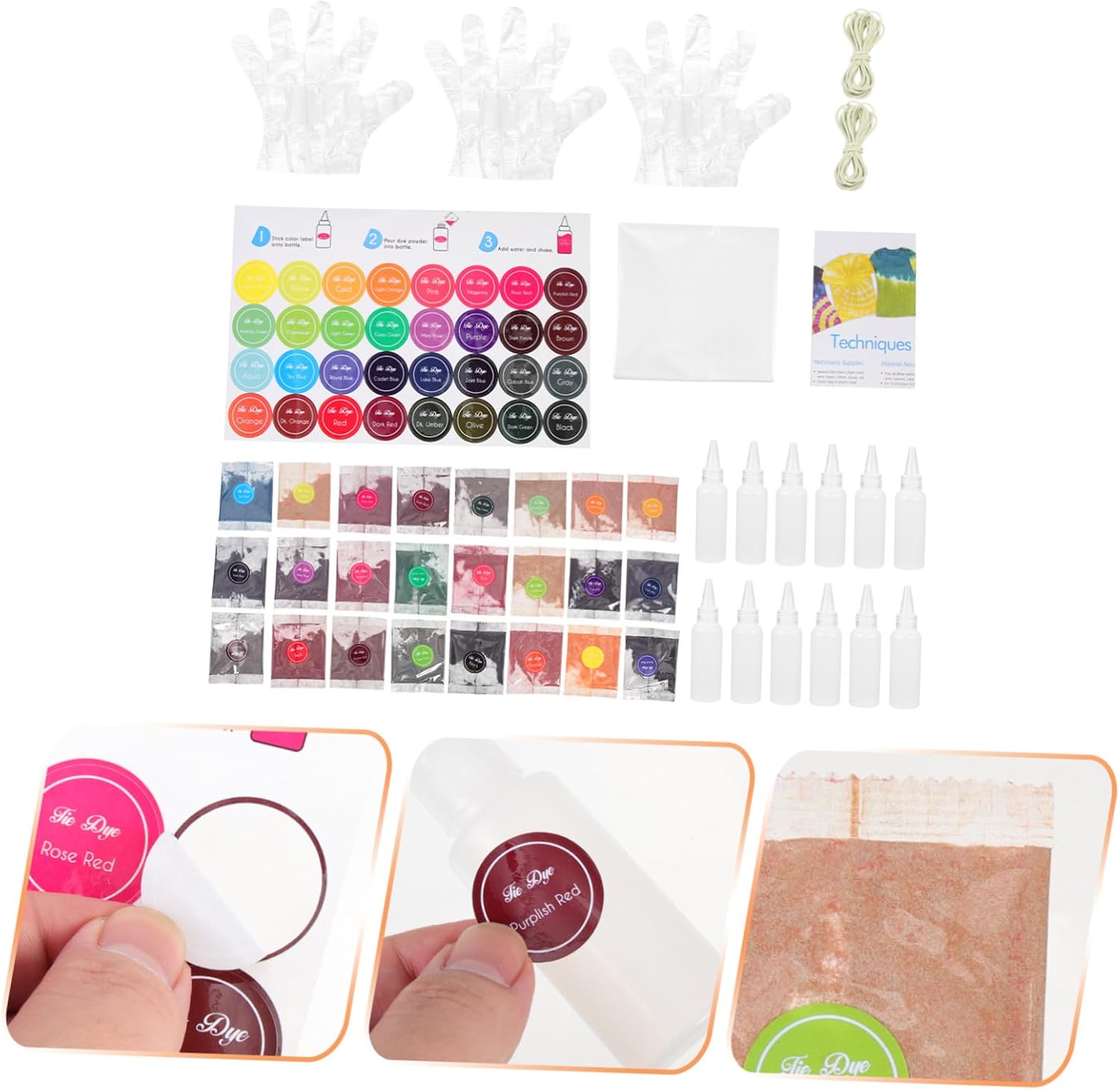 Tie Dye Kit 24 Colors Permanent Fabric Dye Powder for Socks and T-Shirts 60ml for Adults and Easy to Use Repeated Washing Resistant for DIY Clothing Decoration
