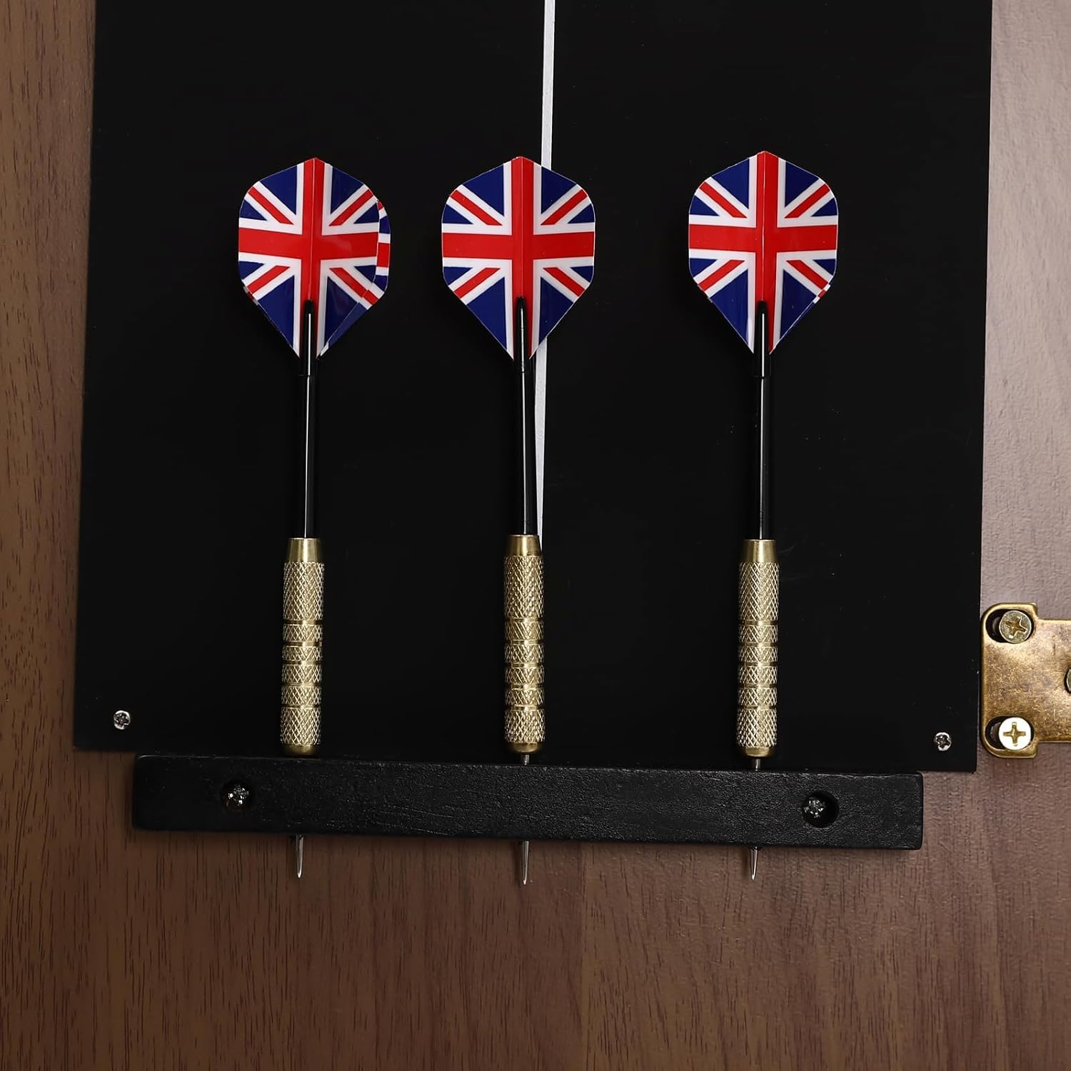 Professional Bristle Dartboard Cabinet Set, Metal Corner Reinforcement, Regulation Steel Tip Dart Boards Set for Adults, Includes 6 Steel Tip Darts and Scoreboards (Brown)