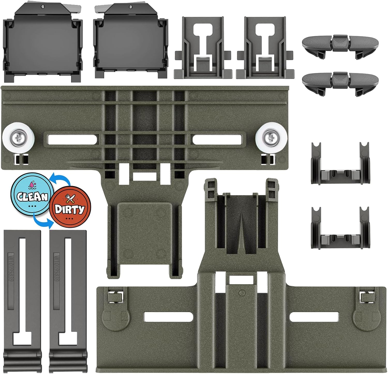 (12 Packs) Upgraded W10350376 W10350374 Dishwasher Upper Rack Parts &Upgraded W10320664 W10320665 Dishwasher Adjuster Housing for Whirlpool Kenmore Dishwasher Part KUDE20FXSS4 KUDE20IXSS6