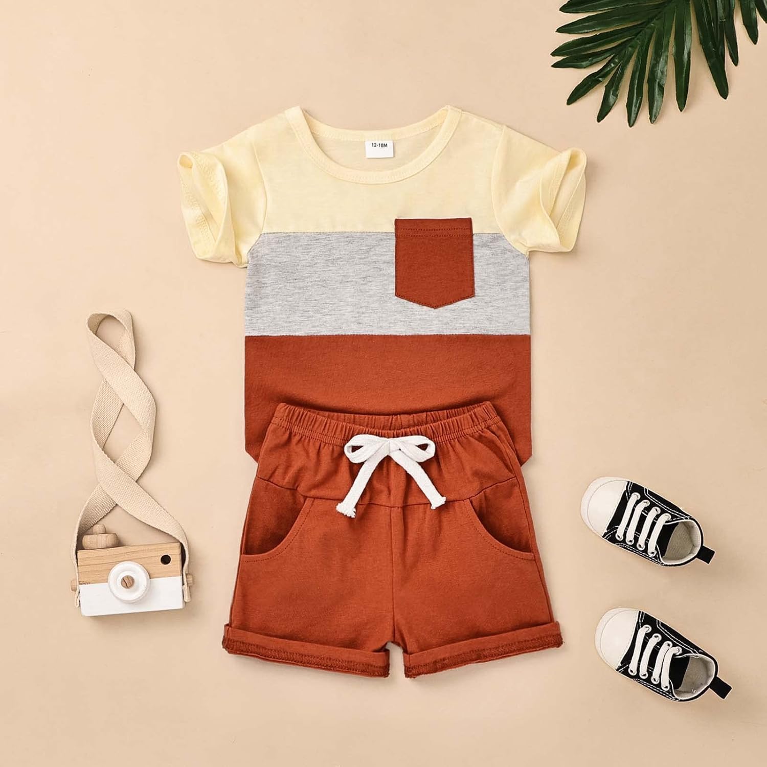 Baby Boy Clothes Toddler Boy Summer Outfits Short Sleeve Patchwork Top T-shirt & Pocket Pant Set 2 Piece 12 Months-4T - Image 2