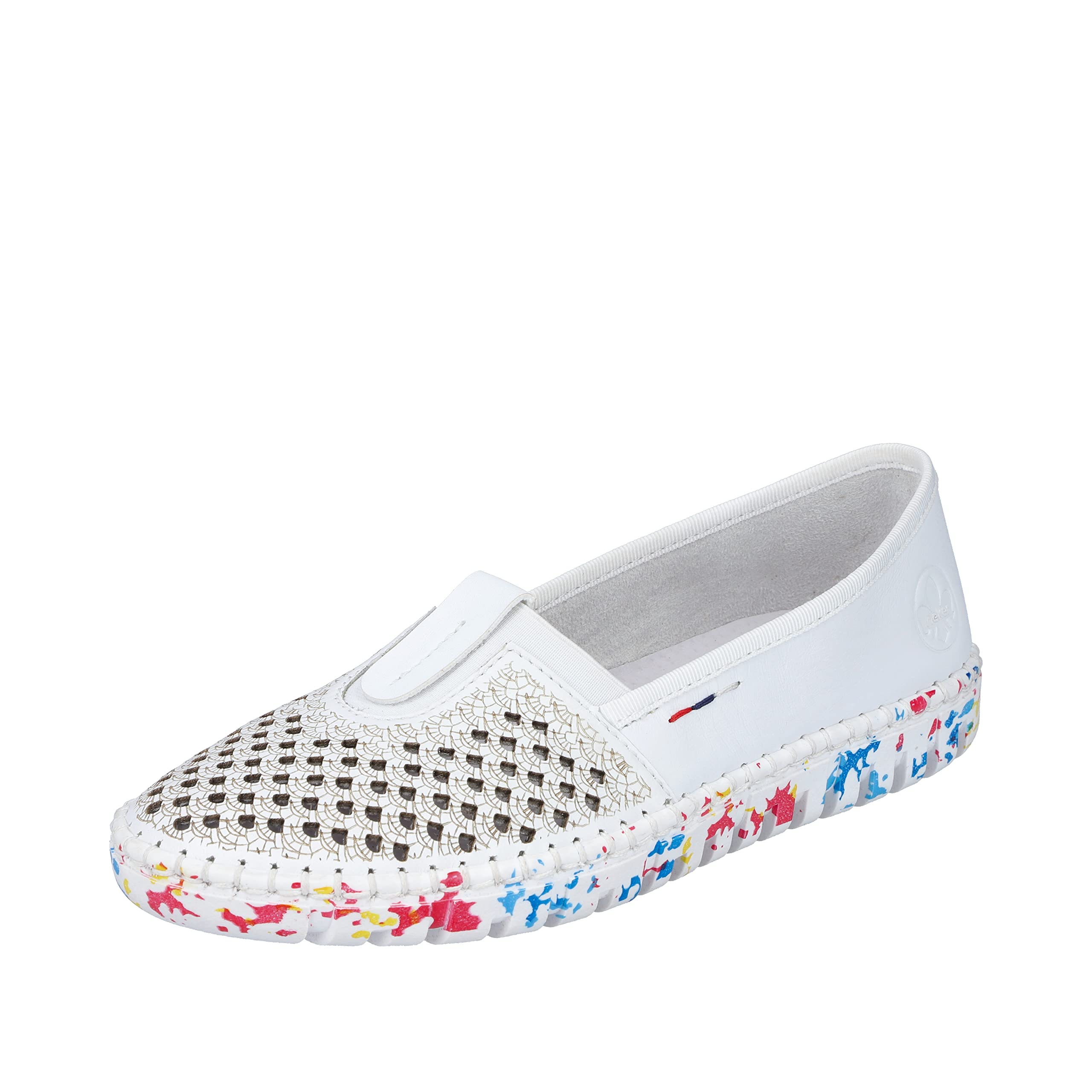 Rieker M2361 Women's Slip On Slippers, White, 4 UK