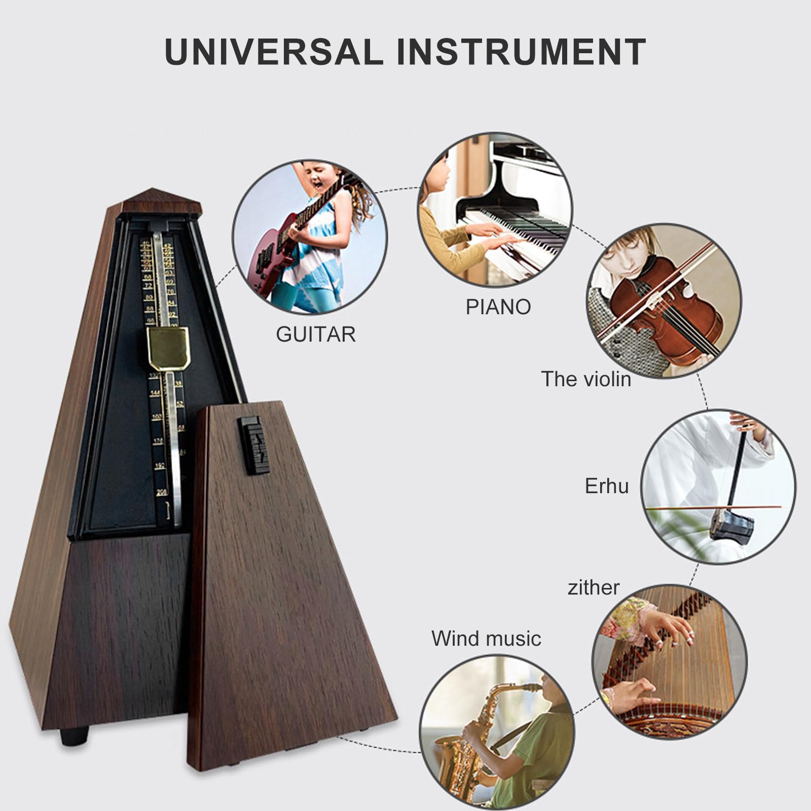 Metrónomo mecánico de ritmo de violín universal para guitarra, piano, violín, instrumento musical, duradero
