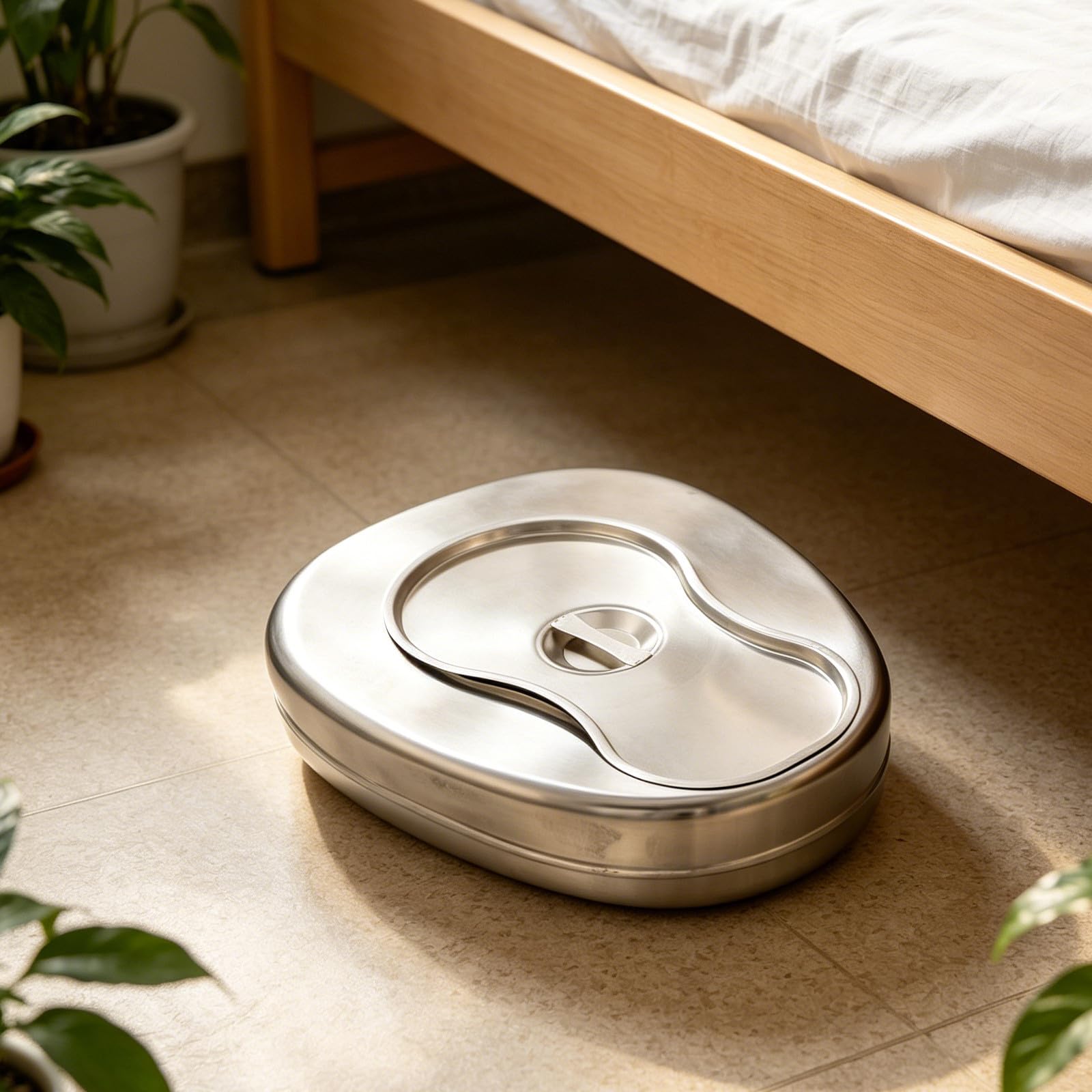 Orinal de Acero Inoxidable con Tapa para Adultos y Ancianos