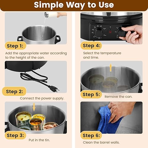 Miniatura 6 de Jarra eléctrica de baño de agua  Enlatadora eléctrica grande de 24.5 cuartos de galón con temporizador digital y control de temperatura ajustable