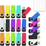 4GB USB Flash Drive 20 Pack 4 GB Thumb Drives TATMOHIK 2.0 USB Drive Bulk 4G Swivel Design Flash Drives Pack with LED Indicator 4 Gig Jump Drives Multipack Zip Drive Memory Stick PenDrive, Mixed Color