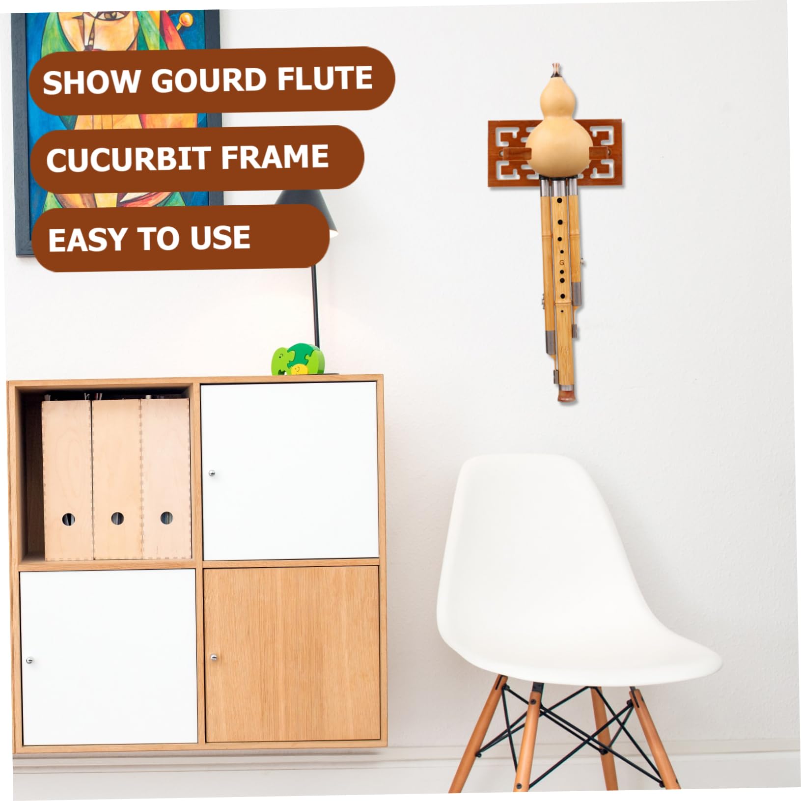 Vaguelly 1Pc Cucurbit Flute Holder Wall Display Rack Sturdy Wooden Instrument Shelf for Wall Mounting for Storage Display of Cucurbit Flutes Durable Space Saving Design