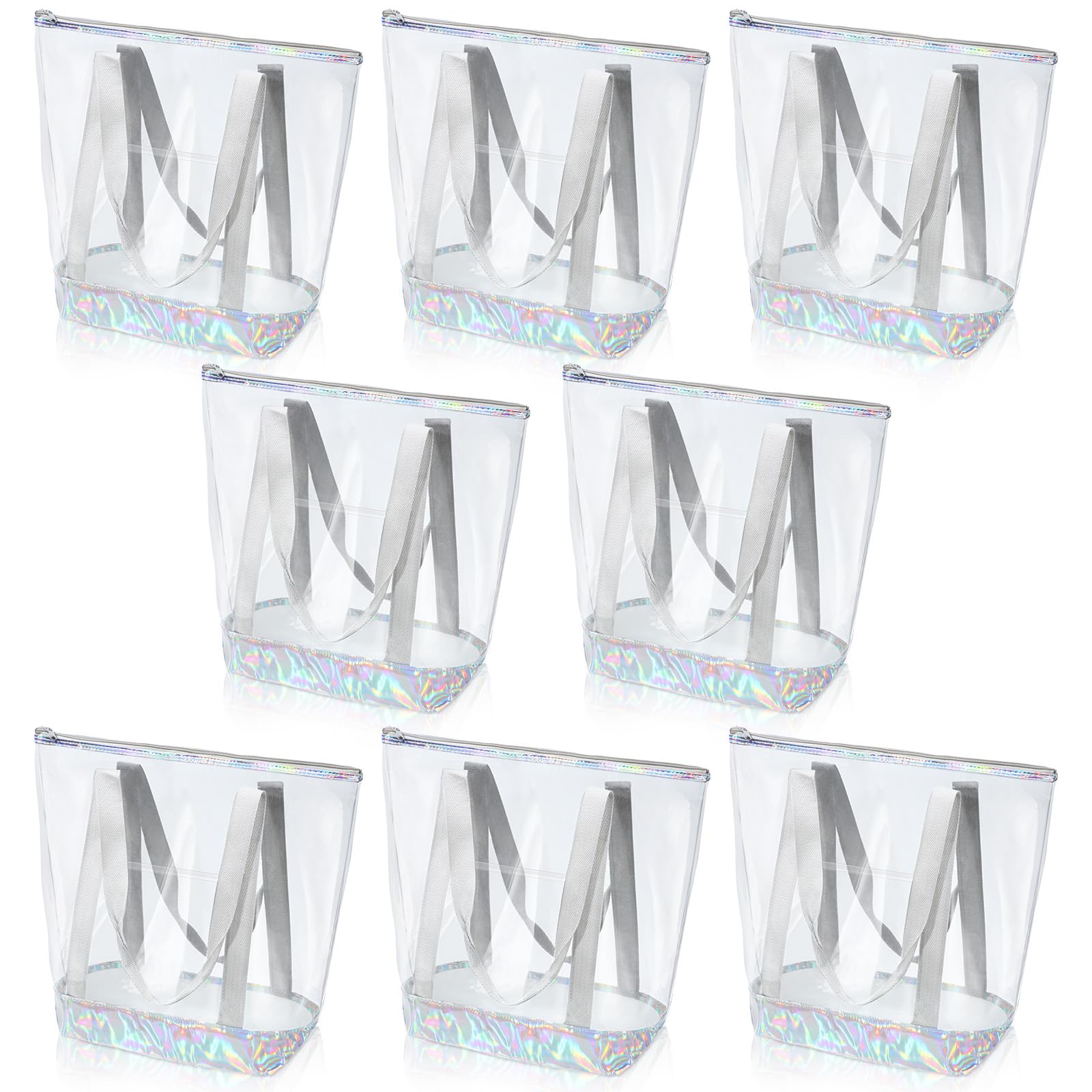 Reginary 8 Pieces Clear Tote Bags Shoulder Handbag Security Approved See Through Bag with Zipper Closure for Travel Work