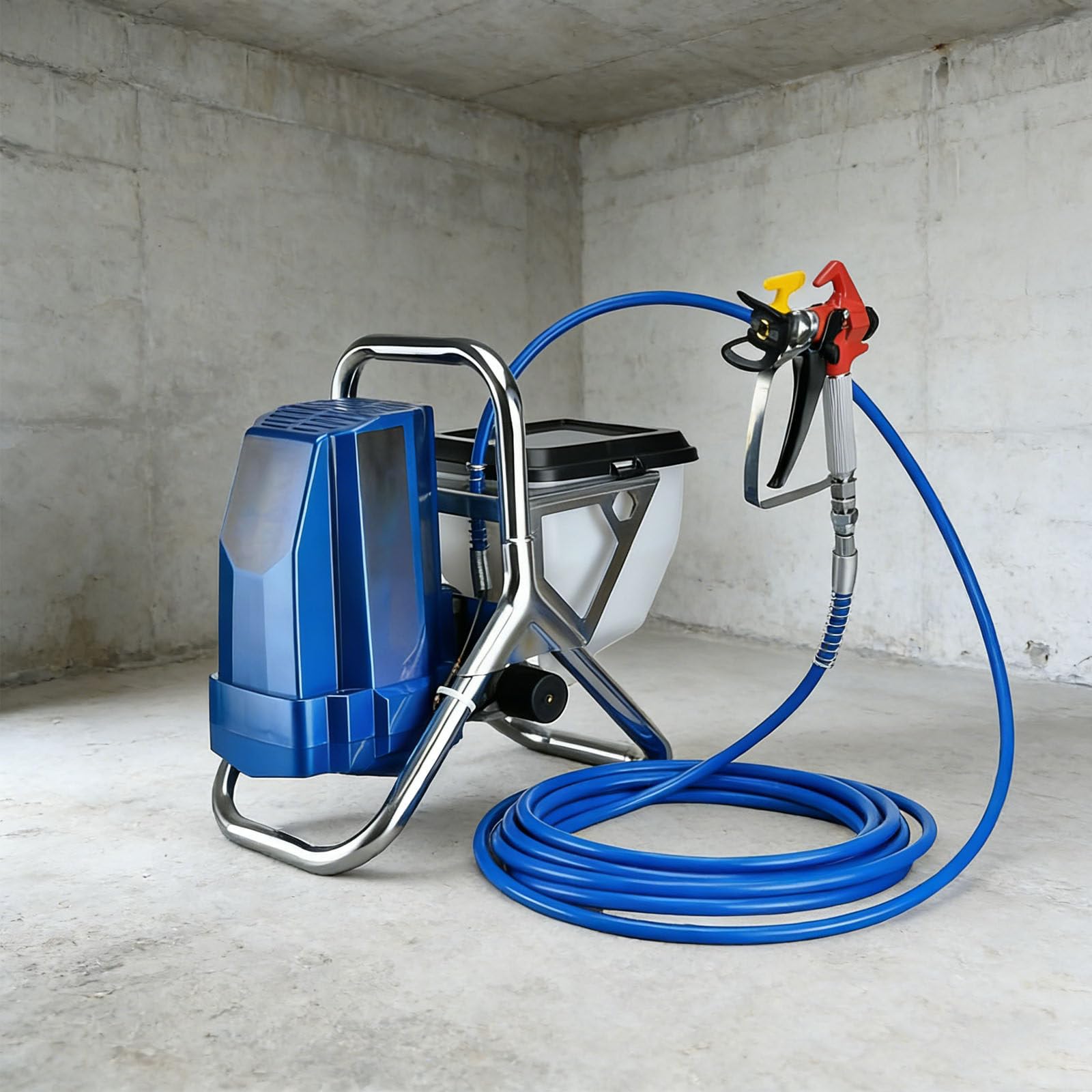 Pulvérisateur sans Air sur Pied 1800W, Station Peinture Airless 30000 m²/an, pour l’Entrepreneur en Peinture de bâtiments industriels