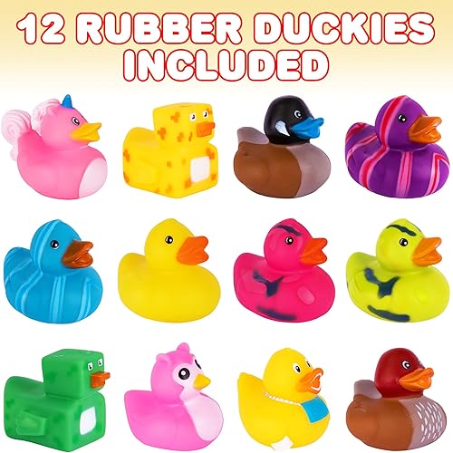 Miniatura 2 de ArtCreativity Assorted Rubber Duckies for Kids and Toddlers - Pack of 12 Cute Duck Bath Tub Pool Toys in Multiple Characters, Fun Carnival Supplies,
