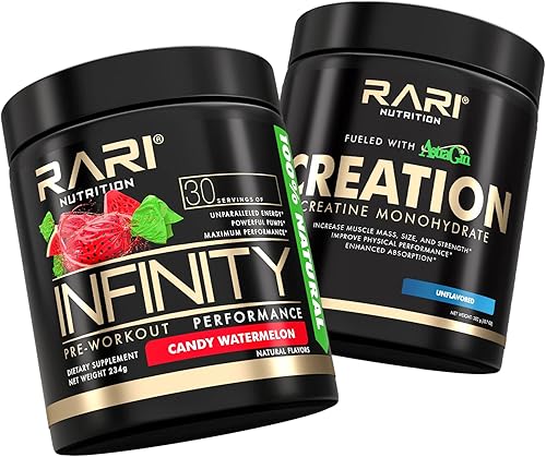 Lean Muscle Stack - Polvo de preentrenamiento Infinity (caramelo sandía) + monohidrato de creatina