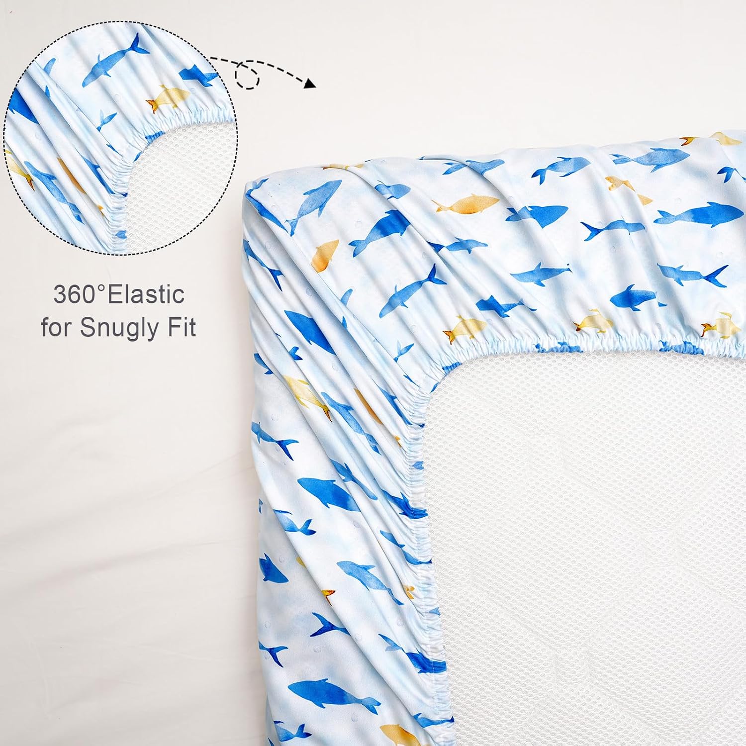 david's kids 3 Pack Fitted Crib Sheets, Ultra Soft Breathable Comfortable Baby Sheet Set for Boys Girls Neutral, 28x52 Inch Fits Standard Crib and Toddler Mattresses, Whale