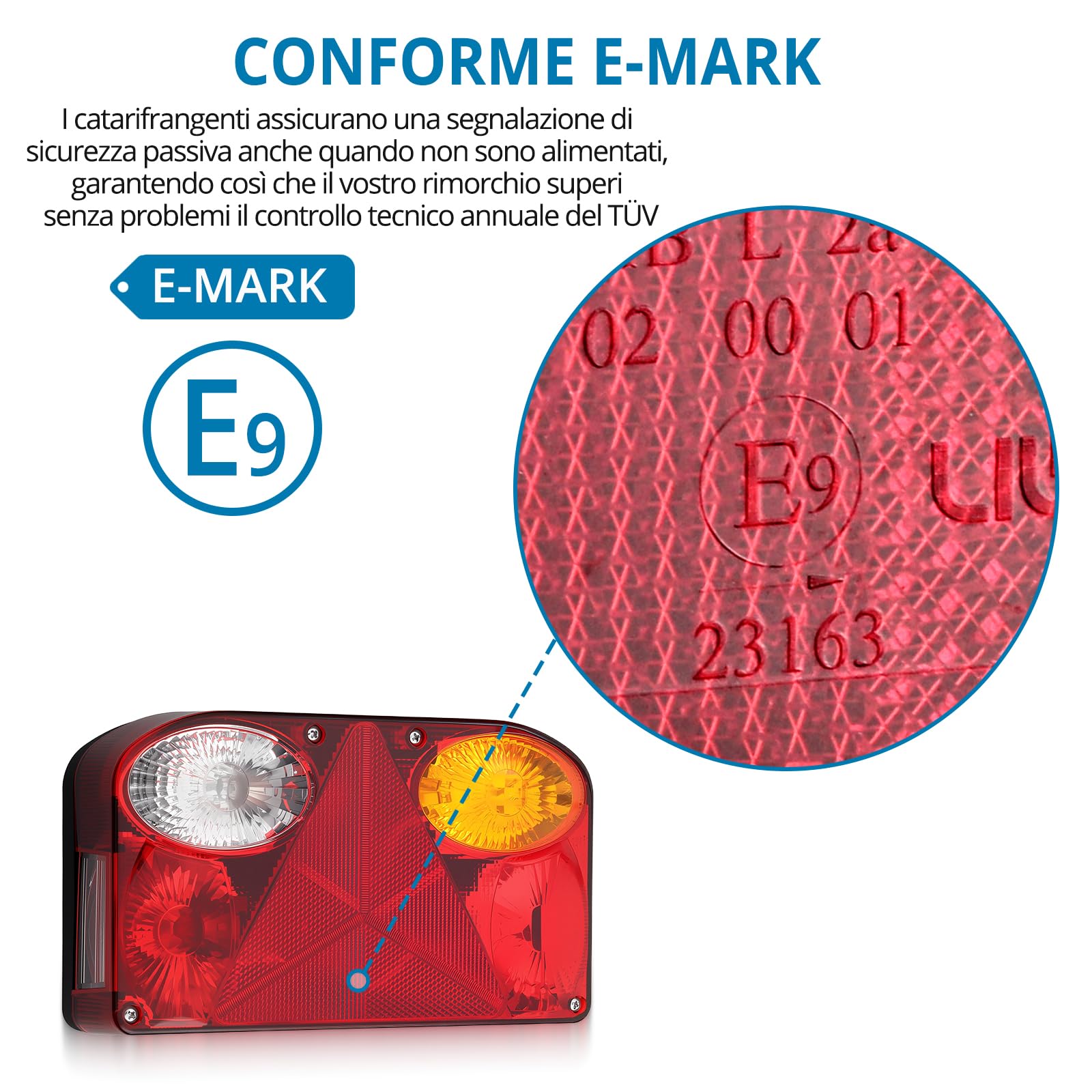 AUTOUTLET Kit Luci Posteriori Alogene per Rimorchio,Connettore 13 Pin con 7 Funzioni/Cavo da 5,5 M,Omologato E9,Impermeabile IP65,Design a Baionetta,Fanali Posteriori Universali Multifunzione