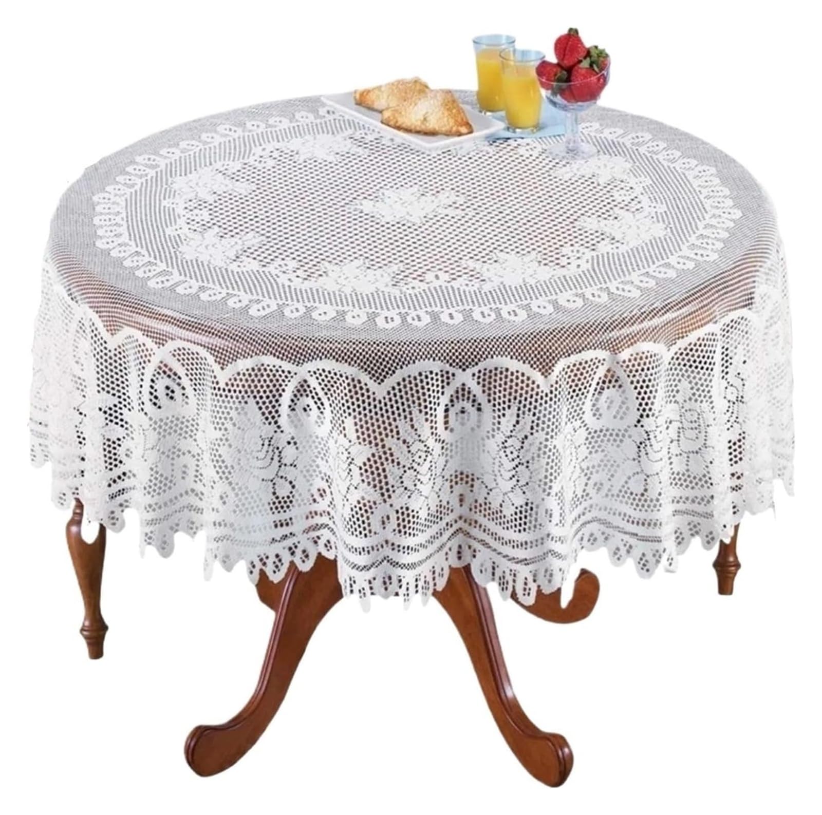 Tablecloth Round Polyester Tablecloth 180cm 70 inches Multicolor(White)
