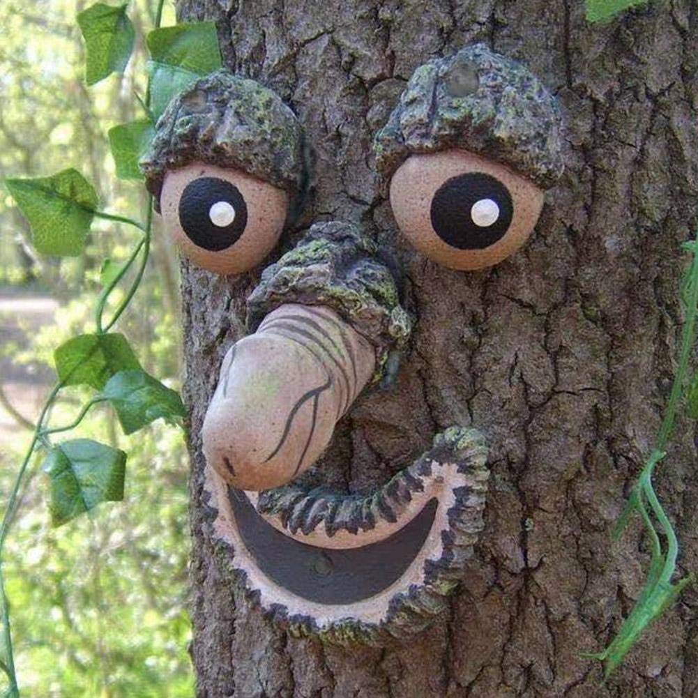 Bark Ghost Tree Face Decor Old Man Tree Hugger Outdoor Whimsical Sculpture Garden Peeker Yard Art Easter Decoracion