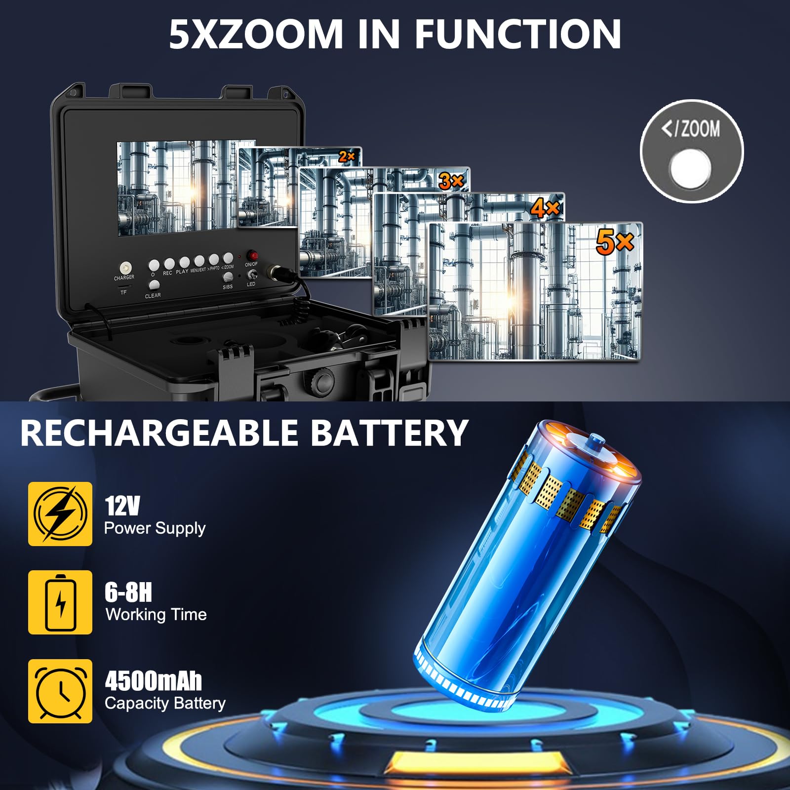 Cámara de alcantarillado autonivelante con contador de distancia, 60 m, cable de 7 mm más grueso, monitor IPS 1080P de 7 pulgadas, 12 luces ajustables, cámara de inspección de tuberías IP68 con
