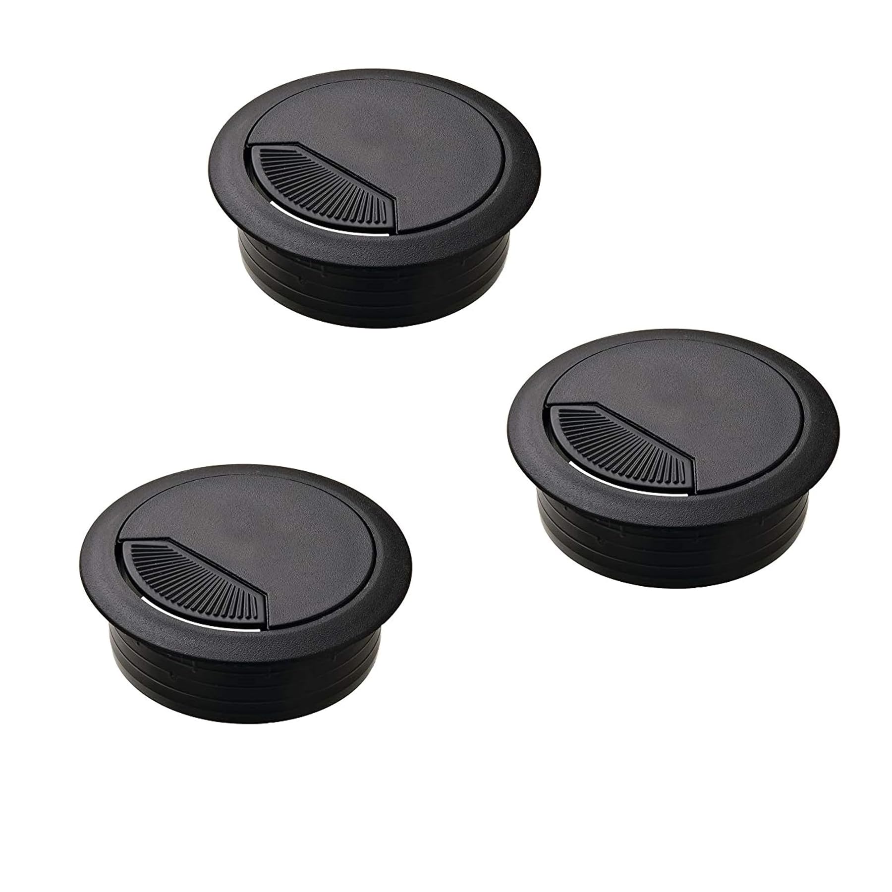 Royal Apex Plastic Grommet Computer Cable Tidy Desk Table PC Outlet Wire Cover Pack Of 3(60MM, Black)