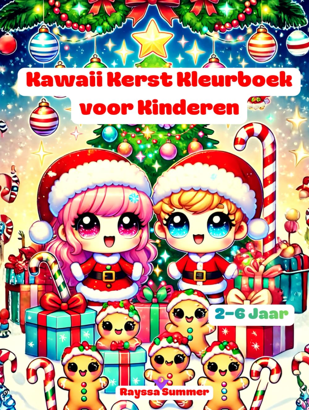 Kawaii Kerst Kleurboek voor Kinderen 2–6 Jaar: Schattige en Eenvoudige Kerstkleurpret met de Kerstman, Rendieren, Sneeuwmannen en Meer!