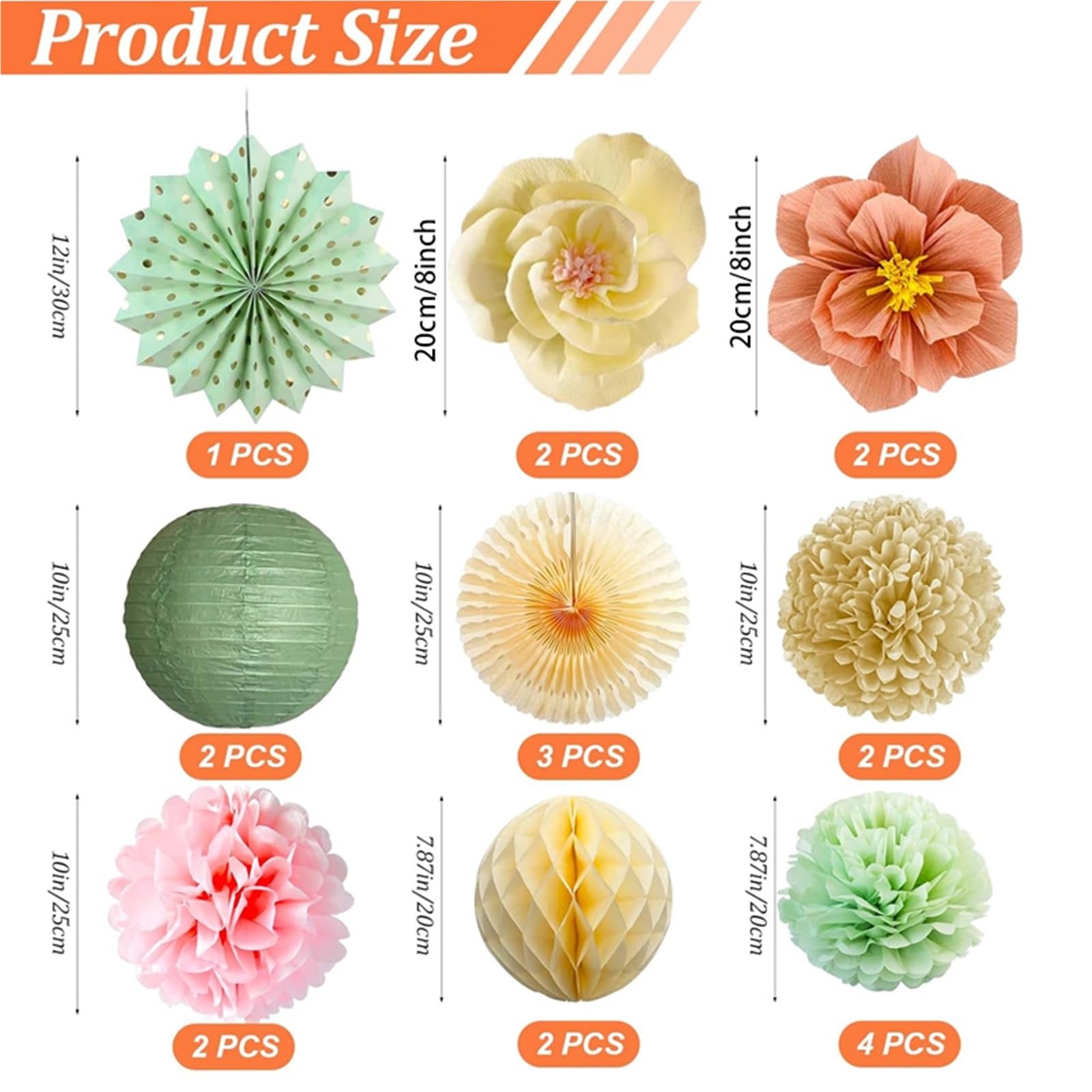 Kit de decoración fiesta 20 piezas, linternas papel reutilizables Para Fiestas