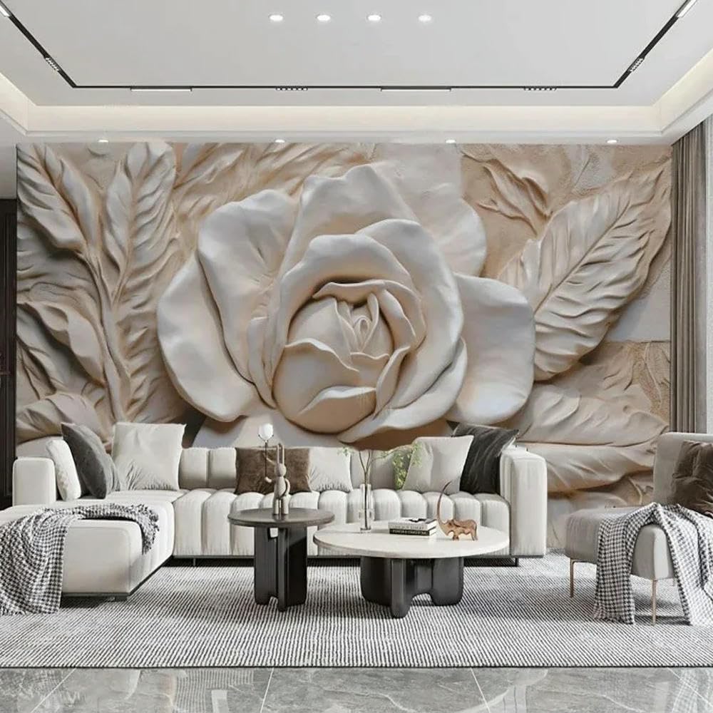 Revêtement mural fleurs roses en relief 3D premium pour ornements de chambre