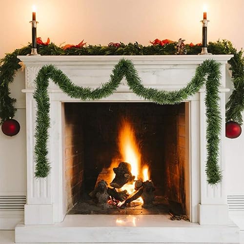 Miniatura 4 de Guirnalda verde de 10 a 66 pies, guirnalda de Navidad sintética para interiores y exteriores, decoración de vacaciones, vegetación artificial de