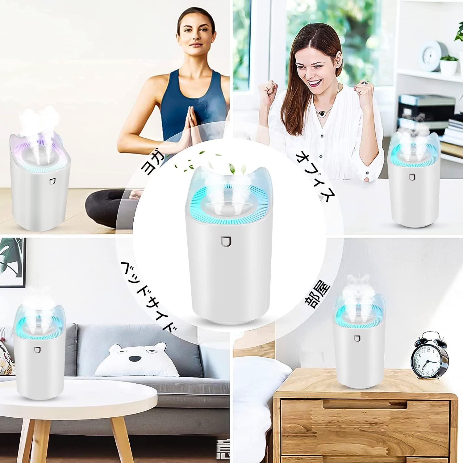 Amazon.co.jp: 加湿器 卓上 超音波式 3L 大容量加湿器 かわいい ネコ型 