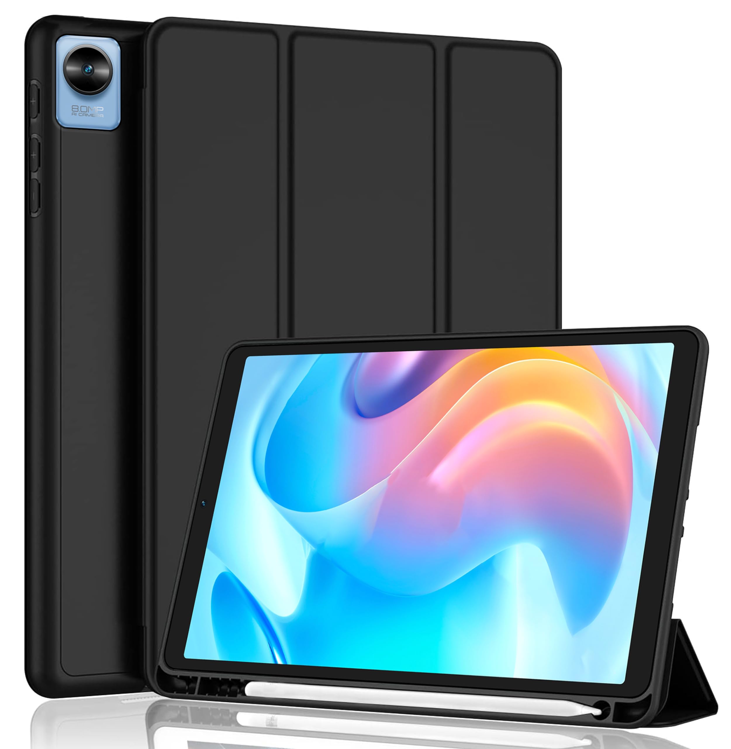TGK Smart Flexible with Pencil Holder Trifold Back Flip Stand Case Cover for Realme Pad Mini 8.7 Inch Tablet (Black) (B0CK3H19S6) Amazon Price History, Amazon Price Tracker