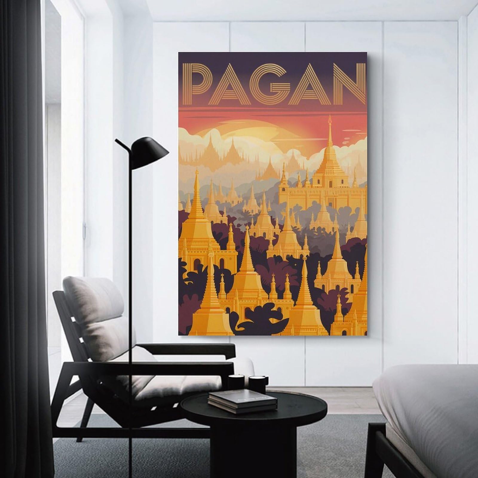 Junmoney Pagan Myanmar Temple Landscape Art Wall Art Print 16x24inch(40x60cm), for Hallway, Entryway Or Landing, A Neat Decor Update for Hallways, for Everyday Interiors