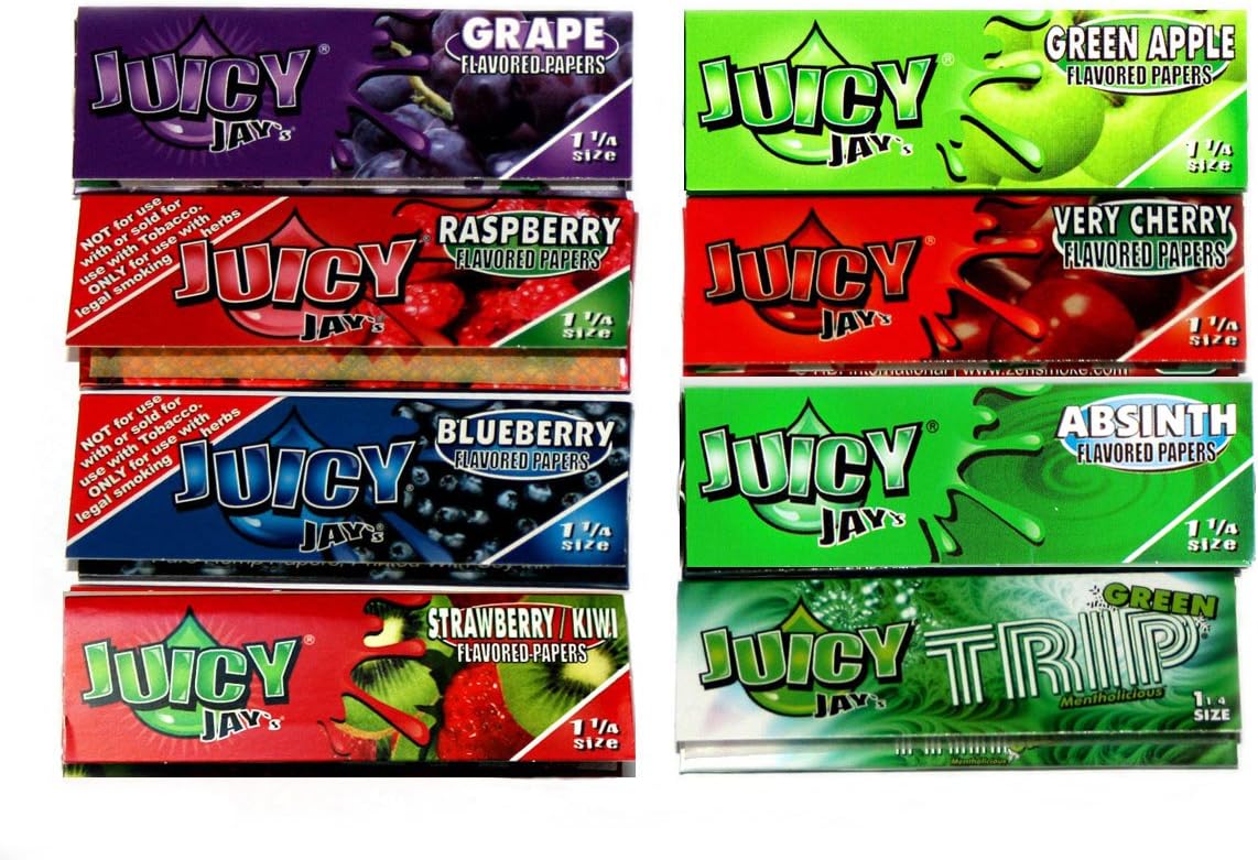 Juicy Jay's booklets x Mixed 1 1/4 Flavoured Cigarette Papers, Multicolor, 8 Count