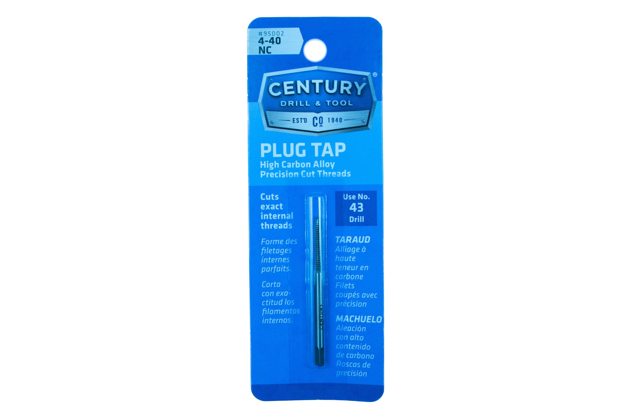 Century Drill & Tool 95002 Machine Screw Plug Tap, #4-40 NC