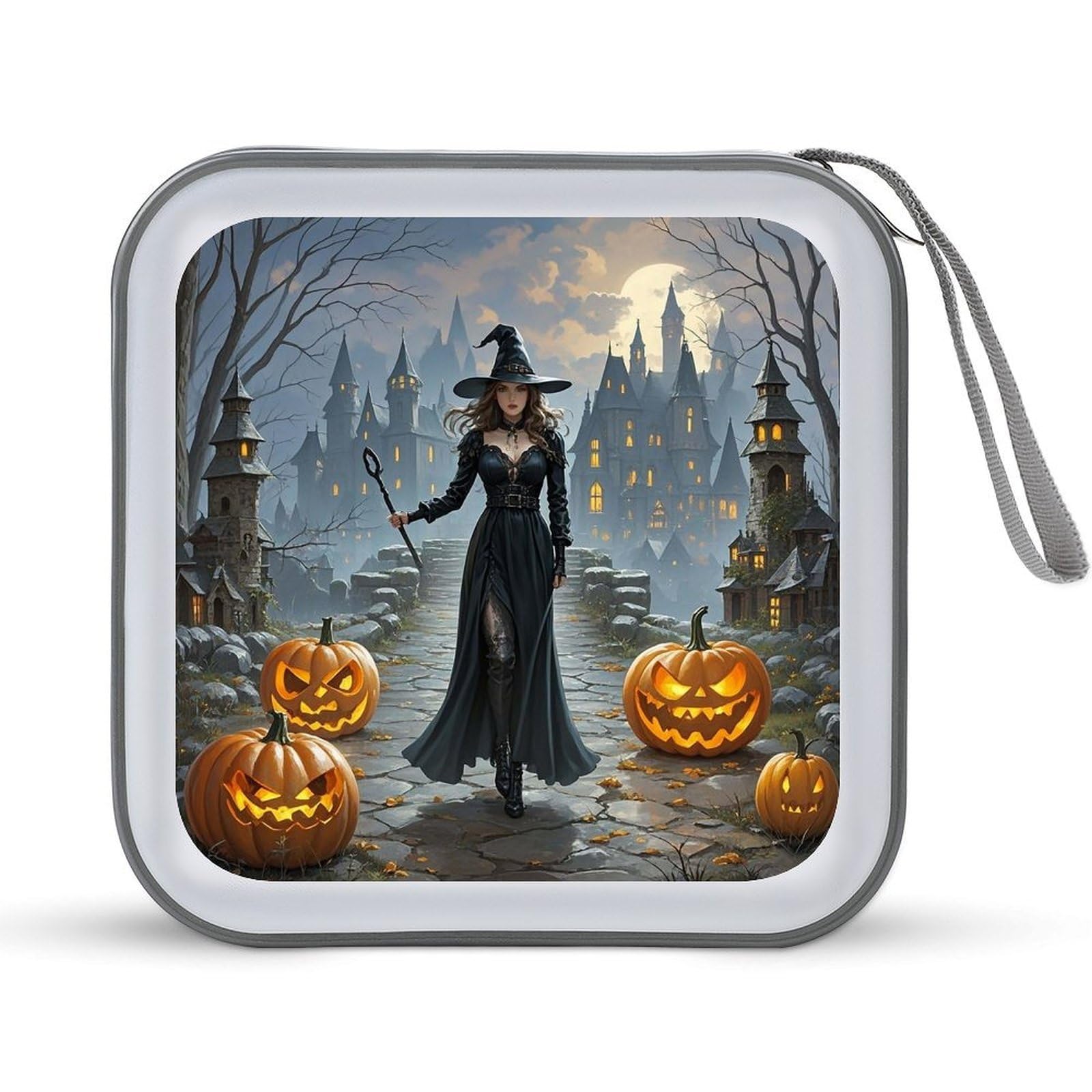 VstaDank Witches CD Case with Hand Strap Lightweight DVD Wallet Holder 40 Capacity CD/DVD Case Wallet Protective CD Wallet CD/DVD Portable Storage Binder for Car Home Office