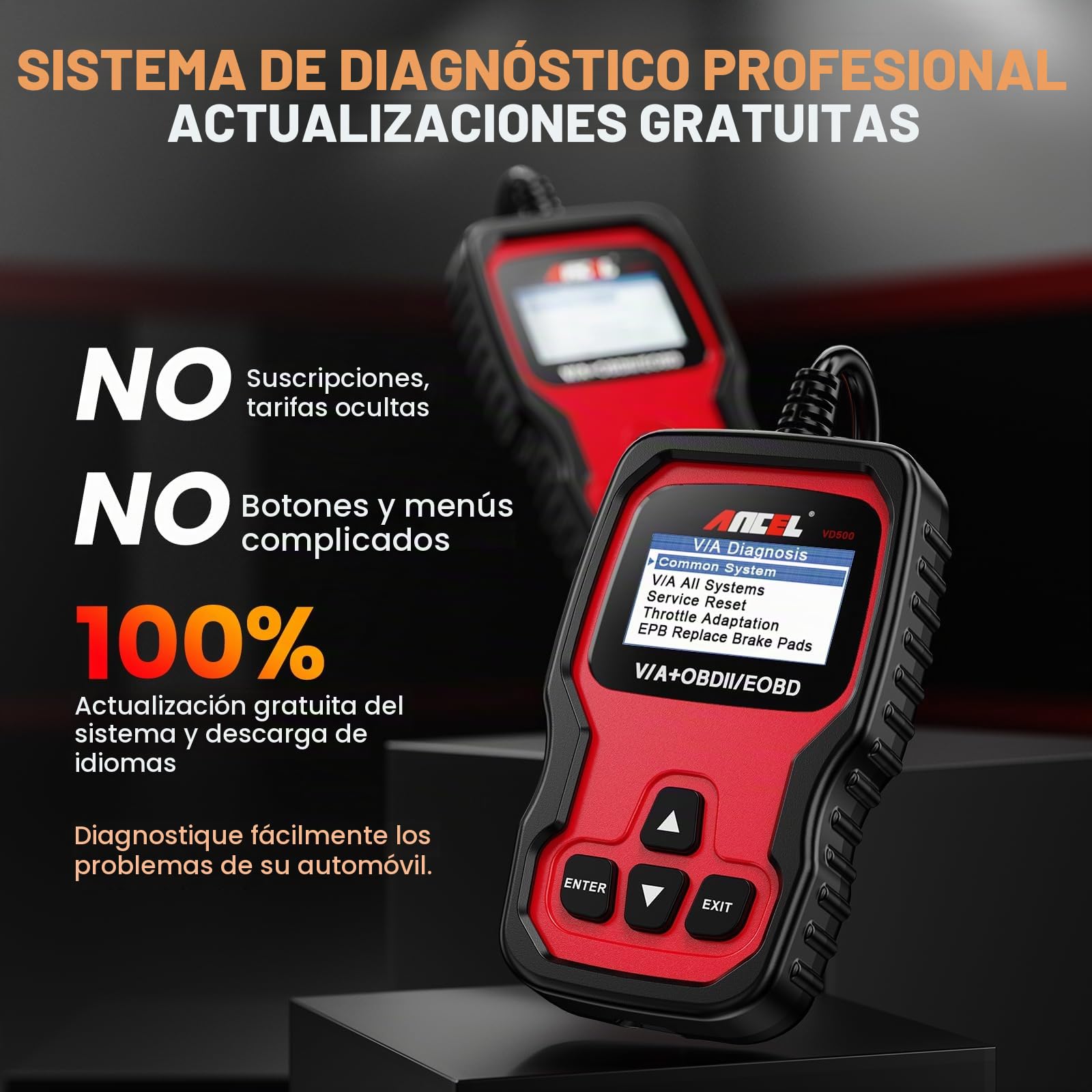 ANCEL VD500 OBD2 Diagnosis Coche de Todo el Sistema para VAG para VW para Audi para Seat, Lector de Código OBD2 EPB ABS SRS Cambio de Aceite del Motor y Restablecimiento de Las Pastillas de Freno