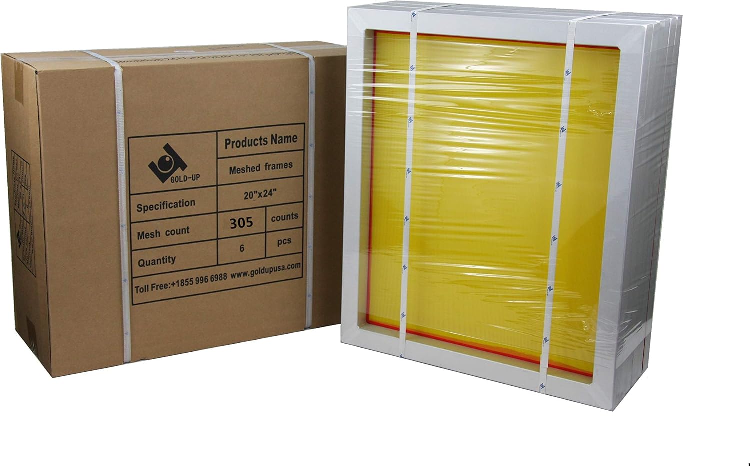 20 x 24 Inch Pre-Stretched Aluminum Silk Screen Printing Frames with 305 Yellow Mesh (6 Pack Screens)