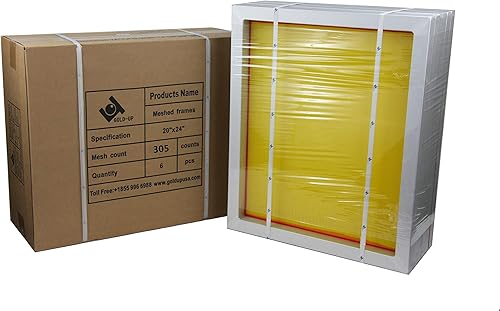 Miniatura 3 de Marcos de serigrafía de aluminio preestirados de 20 x 24 pulgadas con malla amarilla 305 (paquete de 6 pantallas)