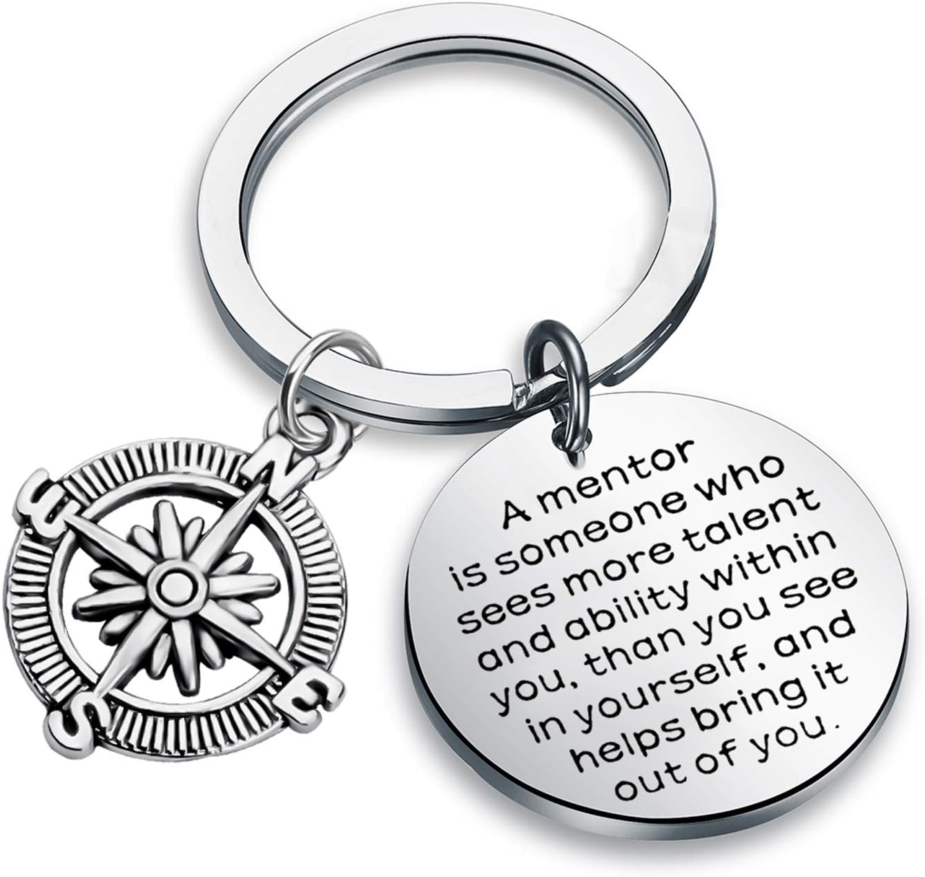 Gzrlyf Mentor Keychain with Compass Charm Mentor Appreciation Gifts for Mentor Leader Boss Coworker Leaving Gifts