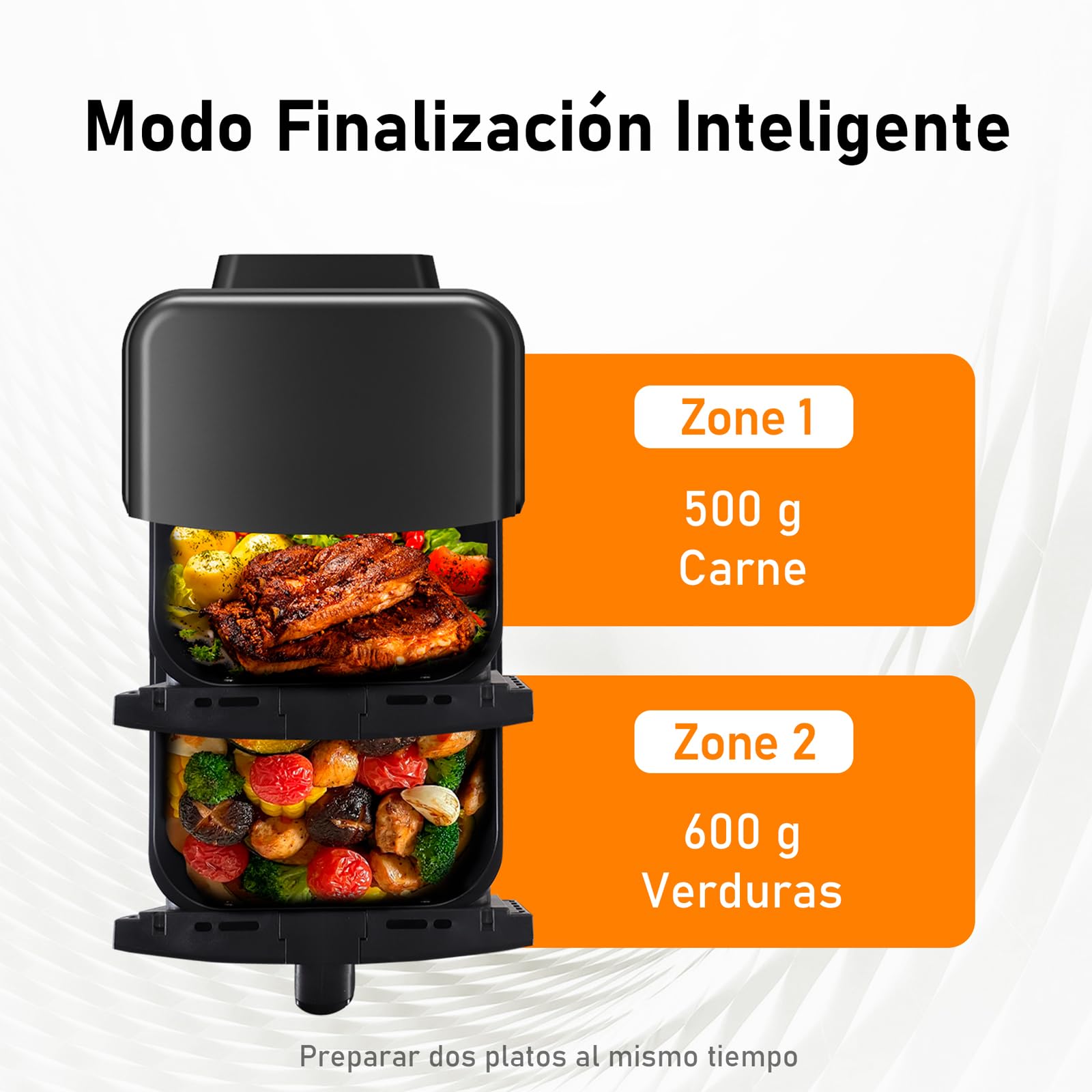 OKYUK Frytkownica na gorące powietrze, 2 komory 10 l, Airfryer 2 przegródki po 5 l, 10 programów frytkownicy, 2 potrawy gotowe jednocześnie, frytkownica na gorące powietrze, podwójna warstwa z
