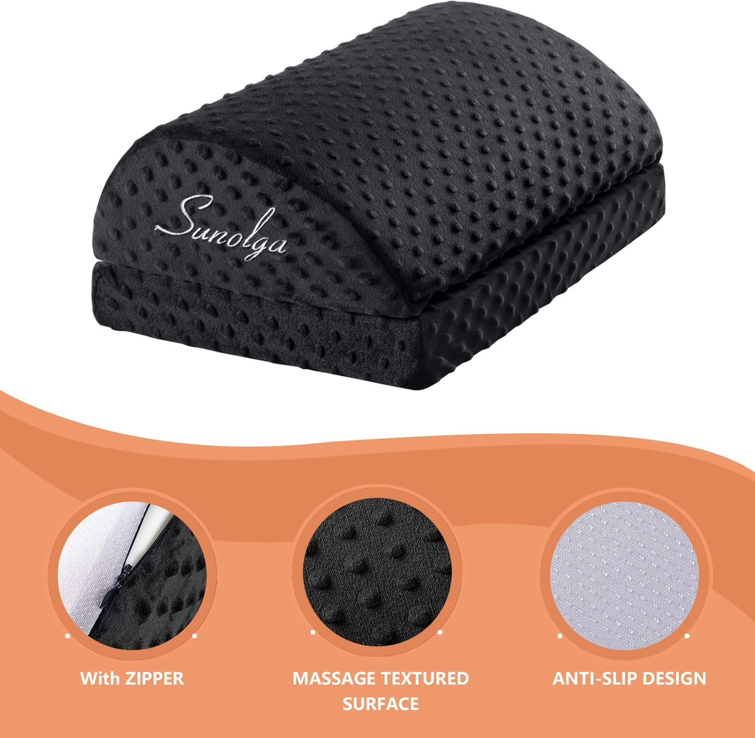 Under Desk Foot Rest-Adjustable Height, Massage Textured Surface, Teardrop Curved Design Foam Office Footrests,Help for Blood Circulation of Legs at Home, Office,to Relieve Lumbar, Back, Knee Pain : Office Products