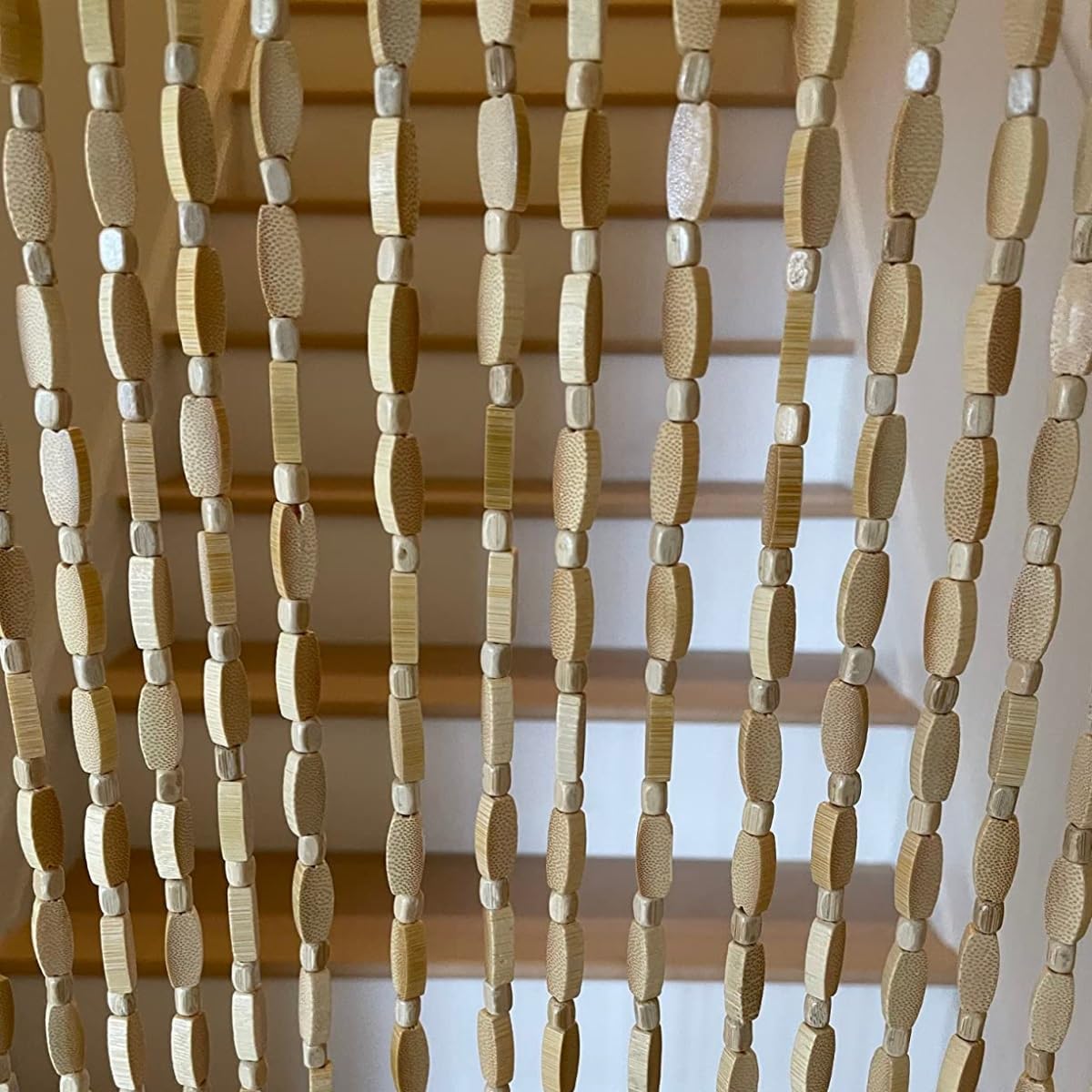 Bambusowa zasłona z koralikami, zasłona na drzwi, 60-120 cm, ochrona przed owadami, zasłona dekoracyjna (110 x 200 cm) - elegancka dekoracja domu, prywatność i styl