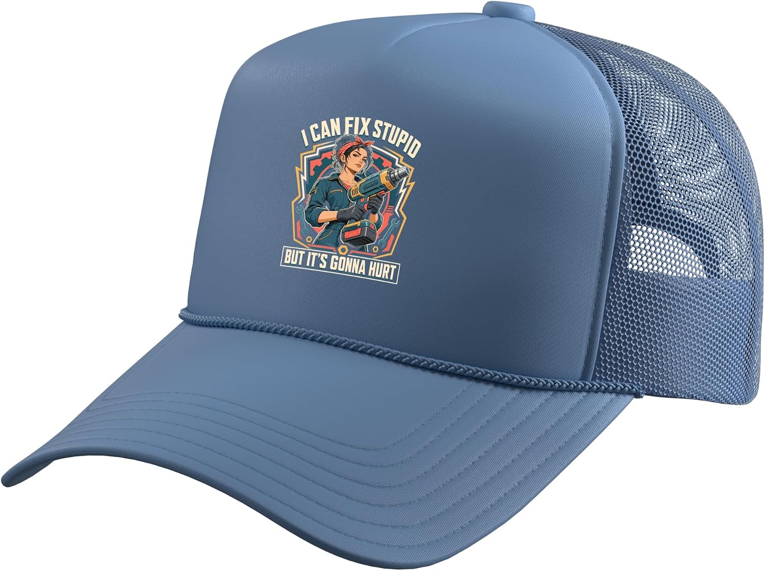 Women Mechanic I Can Fix Stupid Tool Quote Trucker Hat with Adjustable Mesh Back