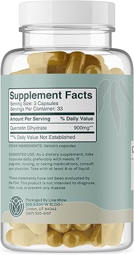 Miniatura 2 de Like Mine Quercetina (100 cápsulas), pura y natural, un solo ingrediente, suplemento dietético para mujeres