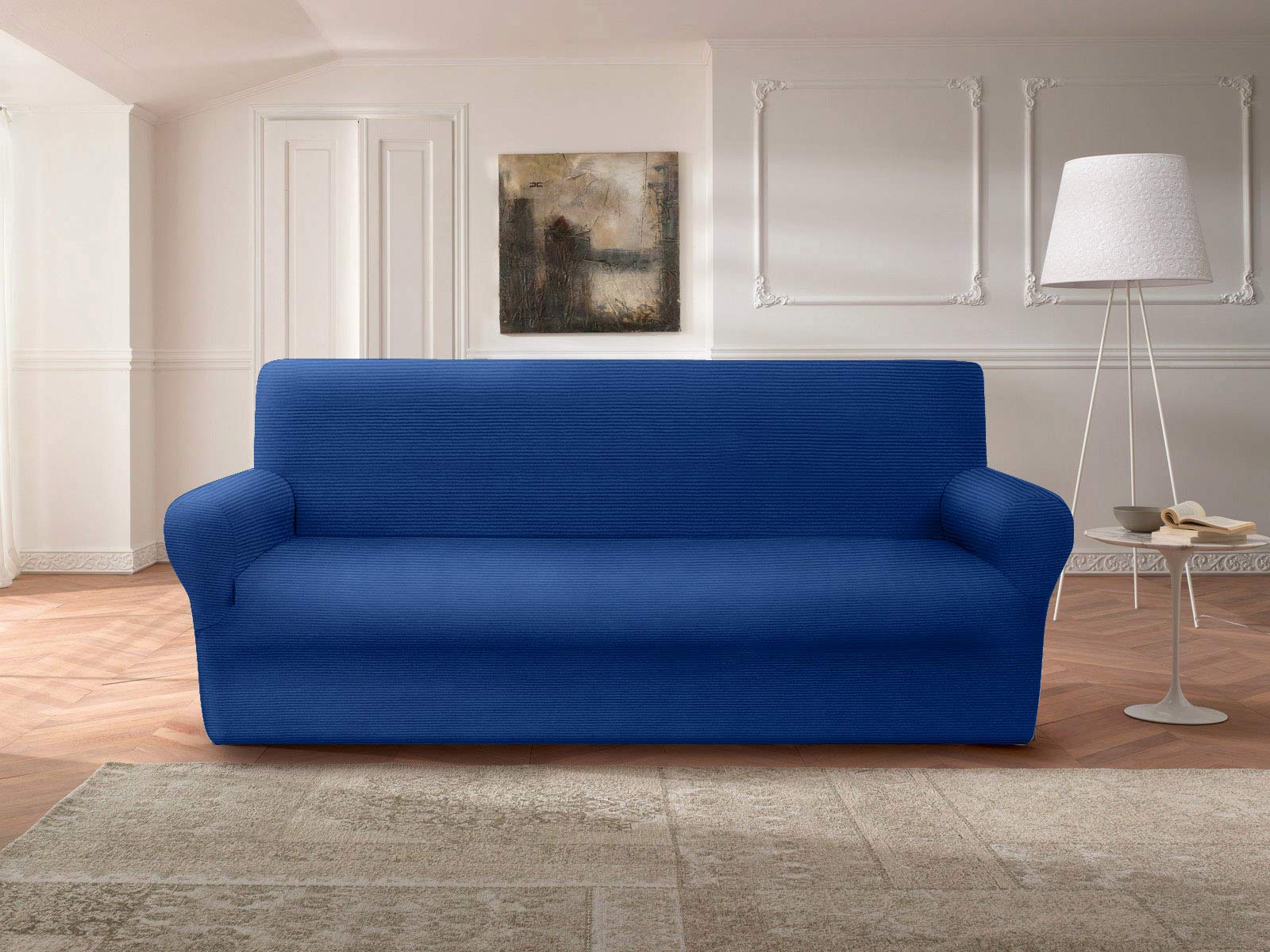 Morbidissimi Copridivano Elasticizzato con penisola Comfort 260 a 300 cm T872 penisola Sinistra Blu