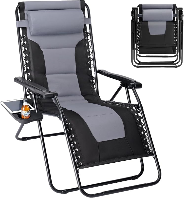 Sweetcrispy Oversized Padded Zero Gravity Lounge Chairs, Outdoor Recliner