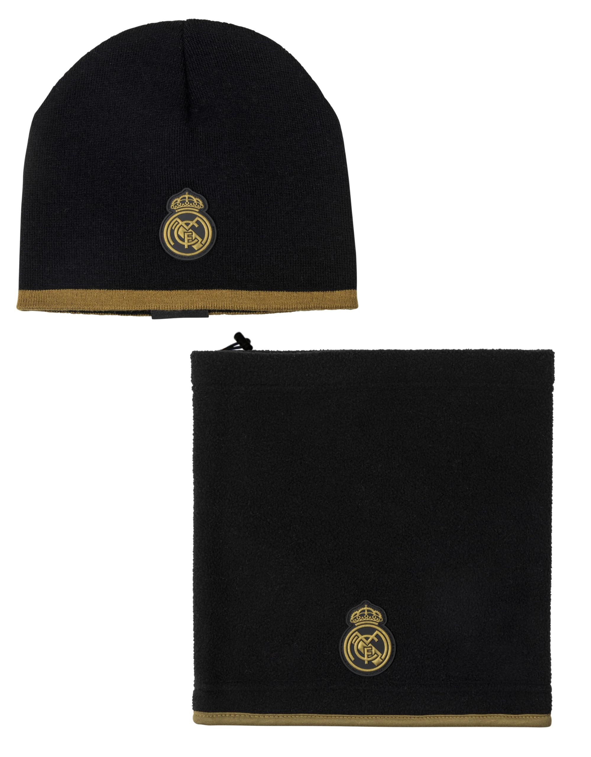 Real Madrid - Caja de regalo para el cuello y gorro real - Colección oficial, Negro , Talla única