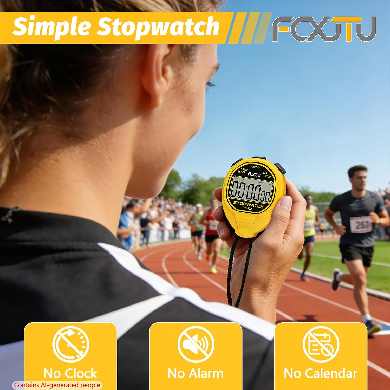 Digital Waterproof Simple Stopwatch, Silent Basic Stop Watch for Swimming image 3