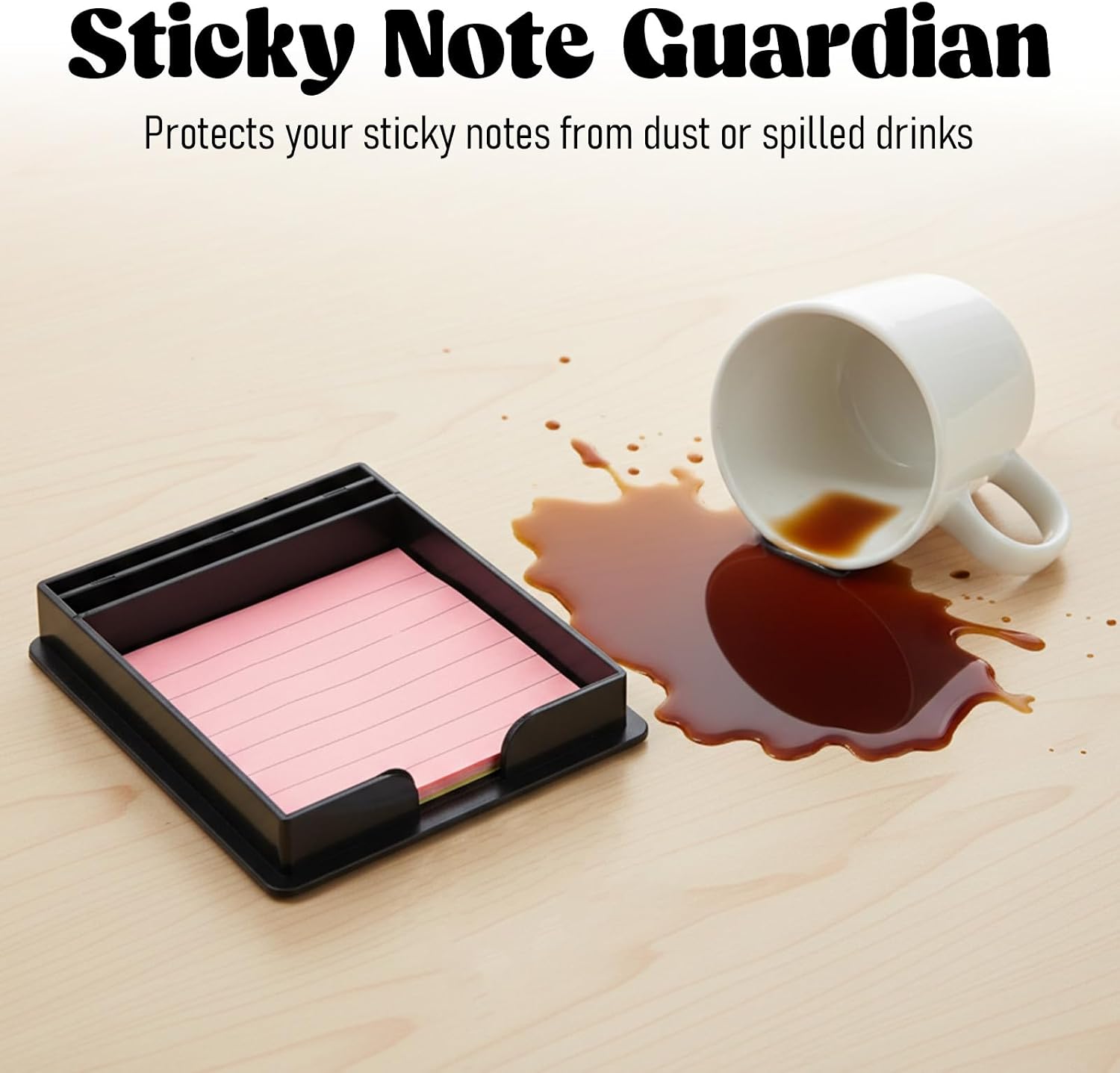 5 Styles Sticky Note Stencil, Sticky Note Organizer Case for Desk, Memo Notes Stencil Dispenser for Home Office Desk, Planning List