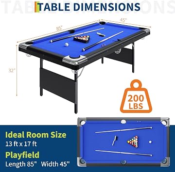 7 ft Folding Billiards Table Collapsible Billiards Table Adjustable Legs