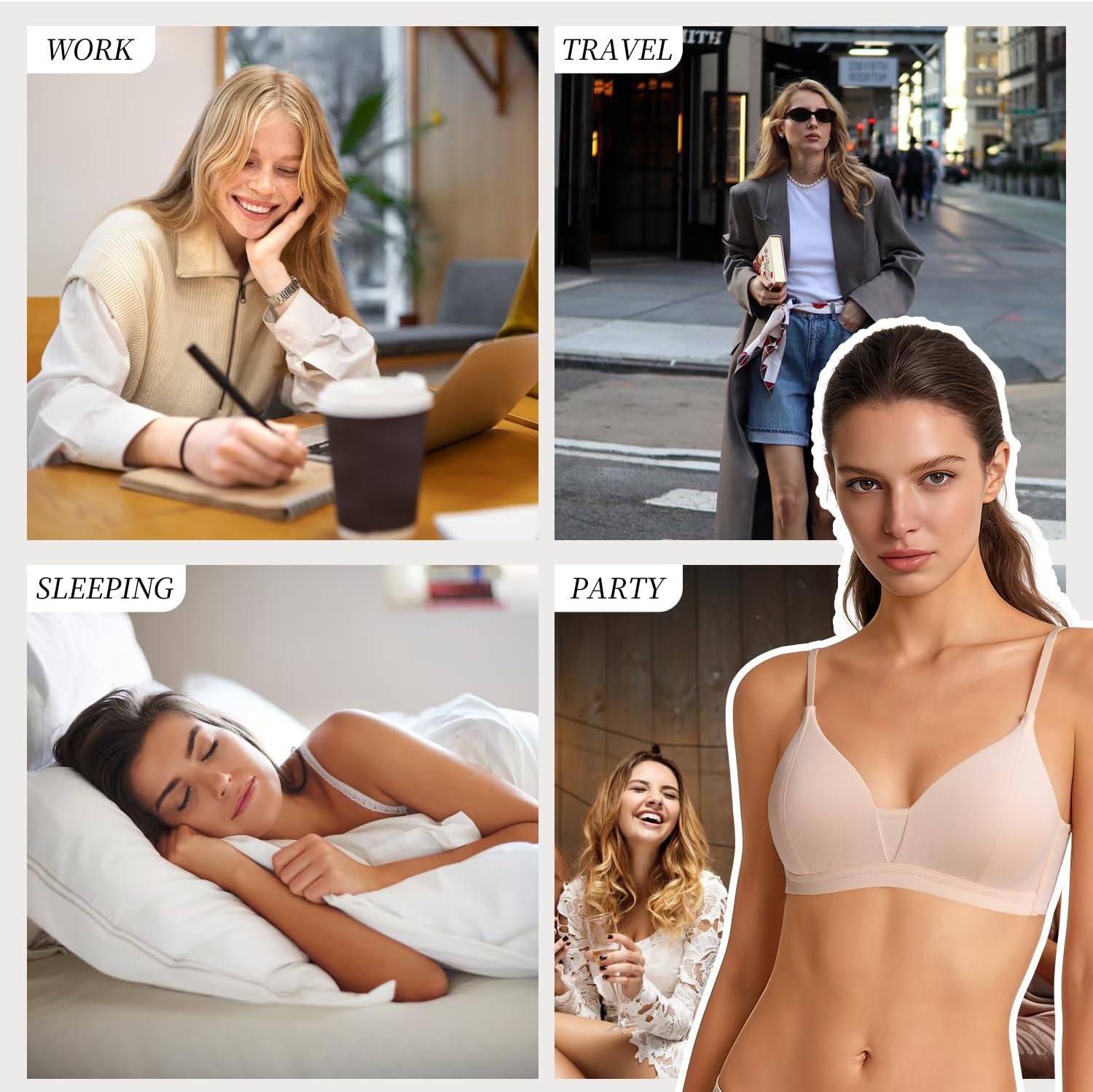 Modal Bralette Cotton for Small Chest-Wireless Bra AAA/AA/A/B Cup Soft Cup Triangle Bra Breathable Comfy Everyday