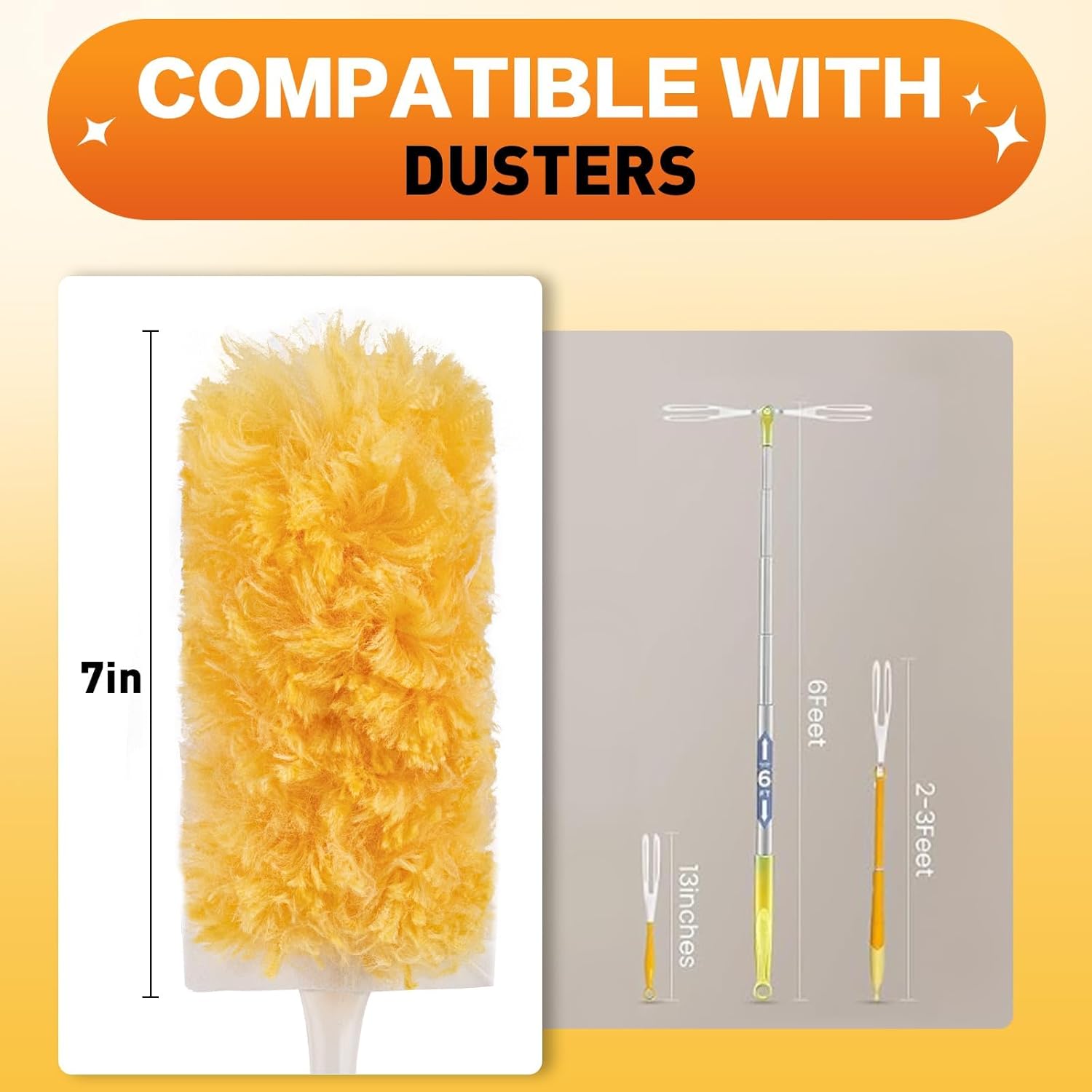40-Pack Duster Refills Compatible for Swiffer Duster Refills, 360° Disposable Heavy Duster Dry Cleaning Cloth with 1 Short Handle, Multi-Surface Cleaning Kit for Blinds Bookshelf Ceiling Fans