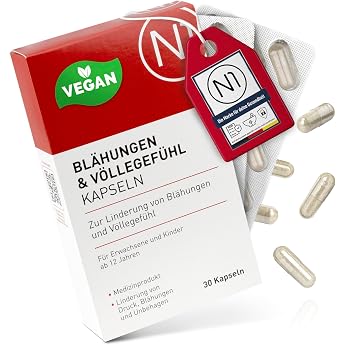 N1 Bloating &amp; Bloating Capsules Pack of 30 Medical Device with Simeticon | Against bloating, pressure and flatulence - with s