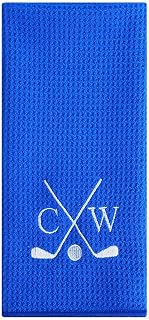 callie Custom Golf Towels for Golf Bags, Personalized Microfiber Waffle Monogram Golf Accessories with Name, Birthday Father's Day Golf Gifts for Men Dad Grandpa Husband